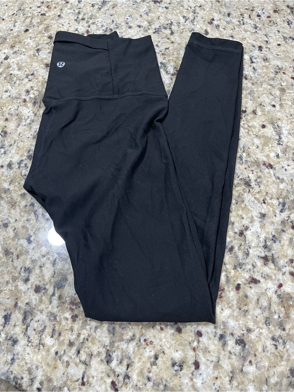 lululemon athletica Black High-Rise Leggings (tall) with Center Logo - Picture 6 of 7